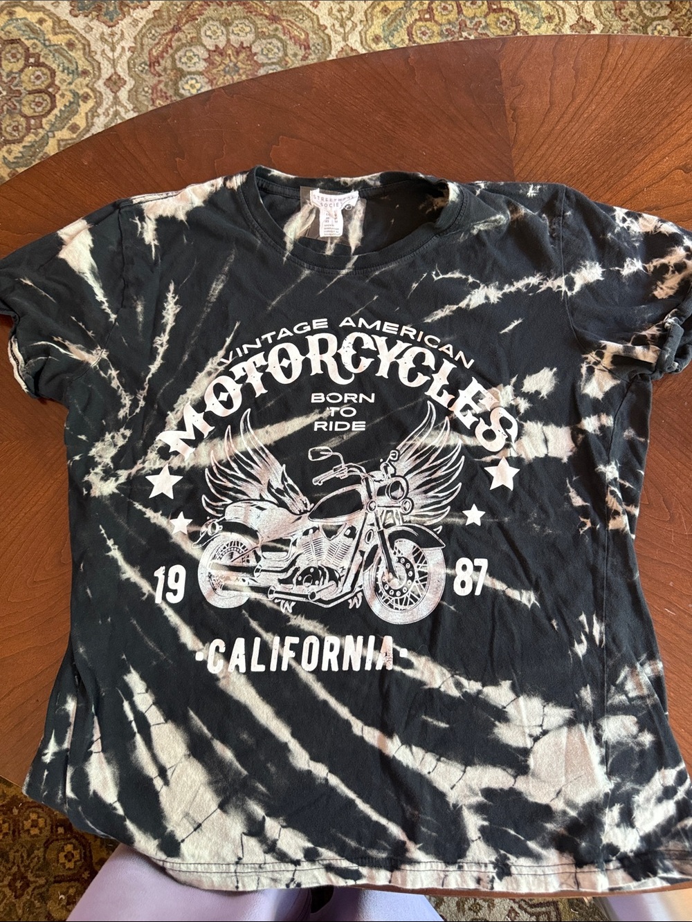 Streetwear Society Black & Cream Tie-Dye Motorcycle Graphic Tee